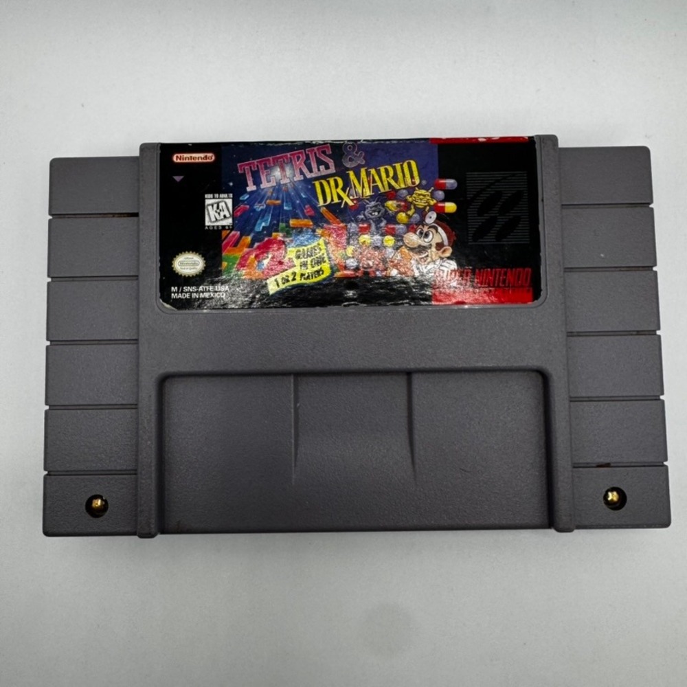 Tetris & Dr. Mario Nintendo SNES Super NES Game Cartridge